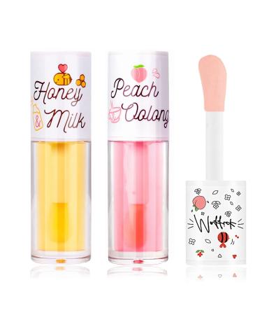 2 PCS Crystal Jelly Hydrating Lip Oil Moisturizing Lip Gloss Set  Plumping Lip Tint Transparent Toot Lip Balm  Long Lasting Nourishing Lip Glow Oil Lip Care Products