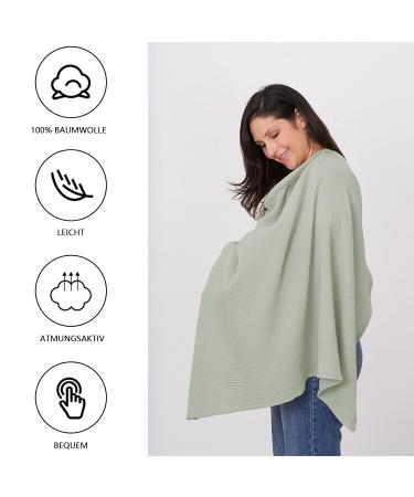 Shop Soft & Breathable Hillhill Cotton Breastfeeding Cover - Still Towel Snack Apron for Moms | Portable Nursing Gift in Blue & Greyish Green - Buy Online on SooperMarket.com