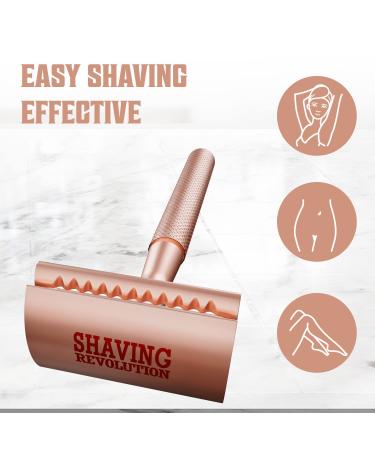 Viking Revolution Rose Gold Double Edge Safety Razor for Women - Stainless Steel Reusable Razor with 10 Blades - Buy Online on SooperMarket.com