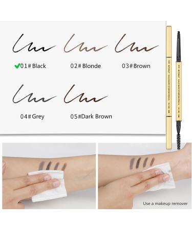 Dual-Sided Rapid Brow Eyebrow Pencil Set - Fine Tip Sweatproof Brow Pen with Combs (Black, 2 Pcs) - Buy Online on SooperMarket.com