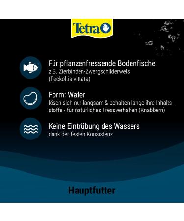 Tetra Pleco Veggie Wafers - Mineral-Rich Fish Feed for Herbivorous Soil Fish - 250 ml Can (105 g) - Improves Vitality - Buy Online on SooperMarket.com