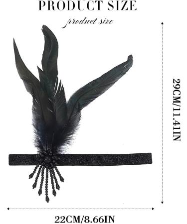 Handcess 1920s Flapper Feather Headband Black Feather Beaded Headband Women's Vintage Flapper Headpiece 20's Theme Cocktail Hair Accessories for Costume Prom Carnival Theme Party - Buy Online on SooperMarket.com