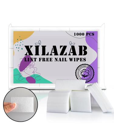 XILAZAB 1000 PCS Disposable Lint Free Nail Wipes,Premium Lint Free Cotton Pads Square,Cosmetic Cleansing Pads Soft and Thin, Nail Polish Remover Pads