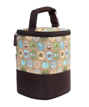 LCY Baby Bottle Cooler Bag Insulated Breastmilk Cooler Bag with Hanging Strap Fits 4 Baby Bottles-Animals Print