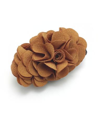 Meilliwish Flowers Rose Hair Clip Ponytail Holder(H41)(Brown)