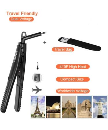LOVANI Mini Flat Iron - Nano Titanium, Dual Voltage, 0.5 Inch Hair Straightener + Heat Resistant Travel Bag - Buy Online on SooperMarket.com