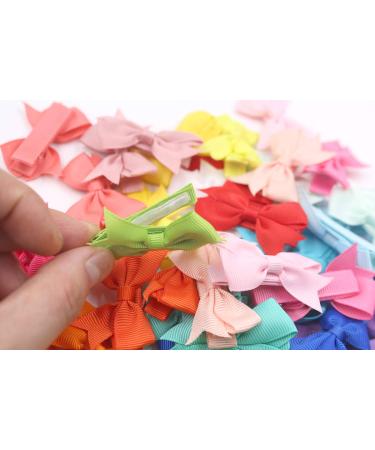 50 Pcs Tiny Baby Hair Clips - Alligator Clips Hair Bows for Girls in 25 Pairs - Hair Barrettes for Infants and Toddlers - Assorted Colors - Buy Online on SooperMarket.com