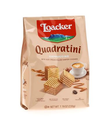 Loacker Quadratini Cappuccino bite-size Wafer Cookies| LARGE Pack of 1 | Crispy Wafers with 4 creamy layers of finest Cappuccino cream filling | great for snacks & desserts | No artificial flavorings, added colors or preservatives | 7.76 oz