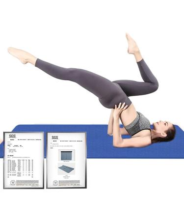 Hatha Yoga Extra Thick TPE Yoga Mat - 72 x 32 - 1/2 Thickness - Eco Friendly SGS Certified - High Density Anti-Tear Bolster - Blue - Buy Online on SooperMarket.com