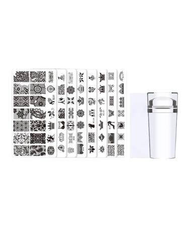 Wirlsweal 1 Set nail art template DIY template printing steel nail stamp tool for nail studio nail art stamp flowers