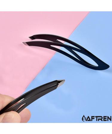 Wide Grip Slant Tweezers - German Stainless Steel - Hand-Filed Slanted Tips for Ultra-Precision - Tweezers for Eyebrows and Nose/Ear/Facial Hair - Professional Grade (Black) - Buy Online on SooperMarket.com