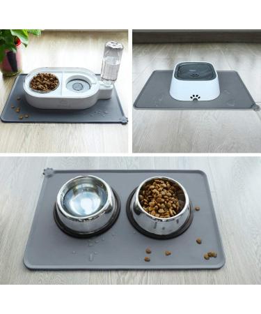 Joytale Silicone Waterproof Pet Bowl Mat - Large 21x14 or Medium 18.5x12 - Non Slip Bowl Placemat for Dogs and Cats - Grey - Buy Online on SooperMarket.com