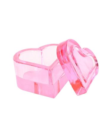 Harilla Nail Art Dish with Lid Nail Art Glass Cup Easy Clean for Woman Holder Equipment Small Jewelry Storage Box pink