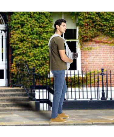 CUBY Reversible Pet Dog Sling Carrier - Hands-free Double-sided Pouch for Puppy and Kitty - Striped Grey - 32x20x8cm - Buy Online on SooperMarket.com