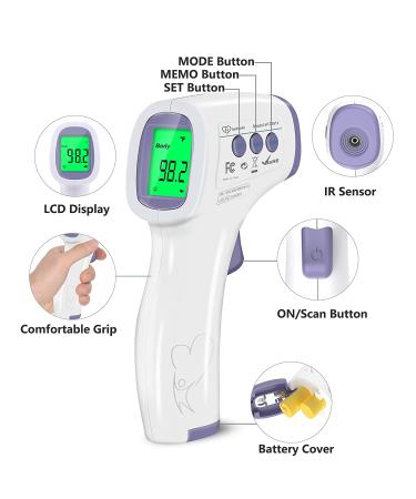 Digital No Touch Thermometer for Adults & Kids - Infrared Fever Alarm with Instant Accuracy - Purple - Buy Online on SooperMarket.com