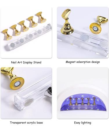 10pcs Acrylic Nail Art Display Stand with 3 Bases Nail Art Holder Base Crystal Nail Art Stand Magnetic for Nail Art Skills Practice Stand DIY Nail Art Nail Art Tools Art Salon Gold - Buy Online on SooperMarket.com