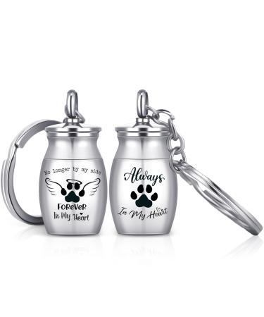 Partideal Pet Urns Keychain Dog Paw Cremation Urn Keyring Double Sided Dog Urn Memorial Keychain Always in My Heart for Pet Cremation Jewellery Pend Paw Print Memorial Urn