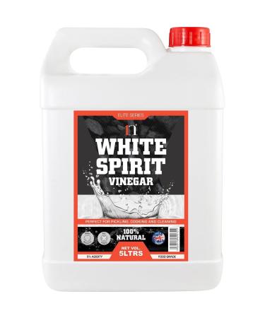 1n Natural Distilled White Spirit Vinegar for Cleaning Pickling Marinating Weed Killer & Cooking Vinegar - Produced in The UK 5 LITREs (5L Pack of 1)