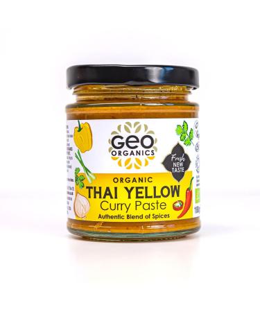 Geo Organics Thai Yellow Curry Paste | Organic Curry Paste | 180G | Serves 4 | Vegan Friendly | Authentic Restaurant Recipe Base Pack of 1 Thai Yellow Curry Paste 180g (Pack of 1)