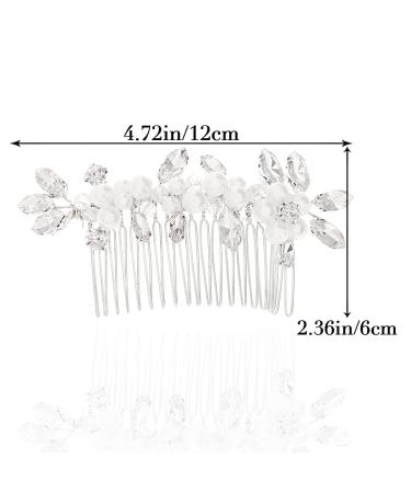 Brishow Silver Rhinestone Wedding Hair Comb with Pearl - Bridal Hair Accessories for Women and Girls - Buy Online on SooperMarket.com
