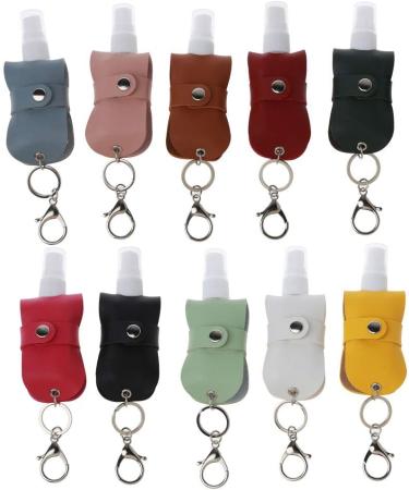 TEBI Portable 50ml Spray Bottle - Leak Proof & Refillable with Leather Keychain Holder - Black | Ideal for Travel & Daily Use - Buy Online on SooperMarket.com