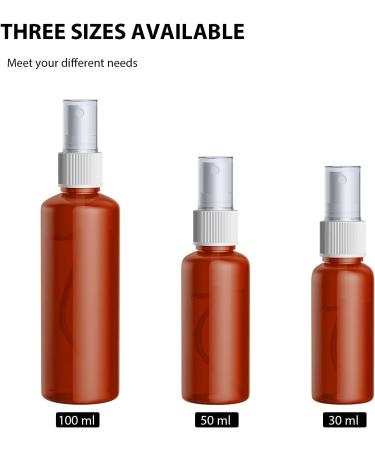 10x 50ml Portable Refillable Plastic Spray Bottles - Travel-Friendly Atomizers for Skincare Essential Oils & Perfumes (Brown) | Ideal for Outdoor Sports & Air Travel - Buy Online on SooperMarket.com