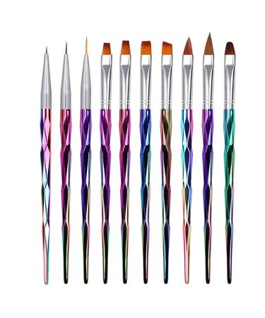MWoot 10 part nail brush set nail art painting drawing brushes for uv gel and acrylic fingernails nailart liner brush nail accessories design pedicure manicure
