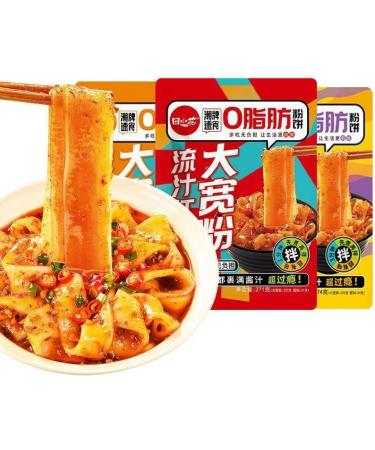 Sichuan Hotpot Wide Noodles Red Oil Noodle Skin Chinese DaKuanFen Hot and Spicy Noodle Hotpot Soup Japchae&Korean Dish Rice Noodles Sweet Potato Starch Glass Noodles (Spicy Red Oil Flavor 3 bag) Spicy Red Oil Flavor 3 bag