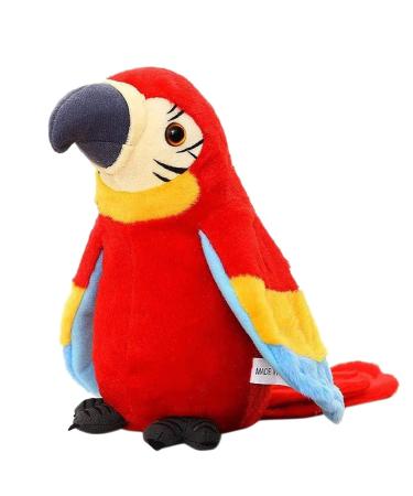 iNszkoos Talking Parrot Repeat What You Say Electronic Mimicry Pet Plush Toy Funny Pronunciation Talking Parrot Soft Toy Good Helper in Learning to Speak for Kids Funny Gifts Red