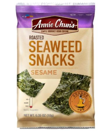 ANNIE CHUN'S, Seaweed Snk, Og2, Sesame, Pack of 12, Size .16 OZ, (Gluten Free Vegan 95%+ Organic)