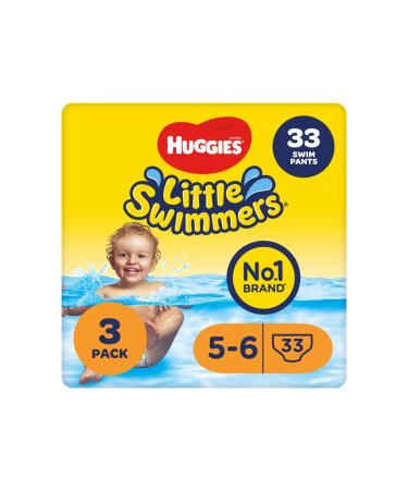 Huggies Little Swimmers Swim Nappies Size 5-6 - 33 Pants - Maximum Protection Swimming Nappies with Leak Guards - All-Round Stretchy Waistband