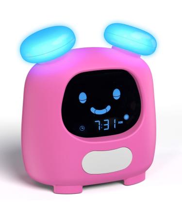 i-box Blinky Alarm Clock for Kids Sleep Trainer Clock Bedtime Night Light and Wake Up Light Sleep Aid for Kids Soothing Sounds and Lullabies Gift For Kids Christmas Birthday One Size Pink