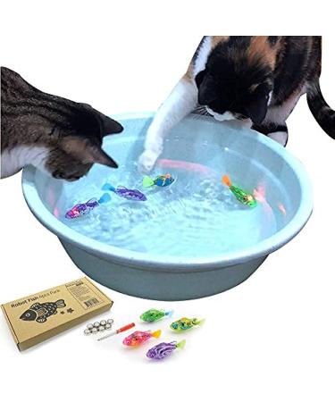 Interactive Swimming Robot Fish Toy for Cat with LED Light (4 pcs) BlackHole Litter Mat Cat & Dog Toy to Stimulate Your Cat's Hunter Instincts