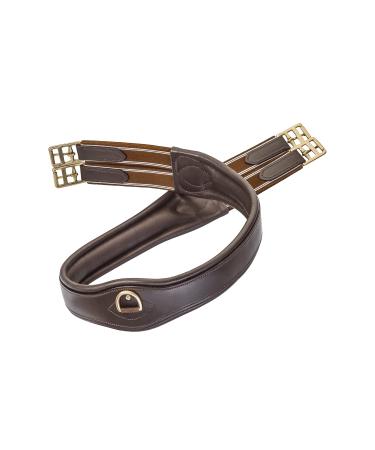 SUNRIDE saddle girth Soho made of genuine leather anatomical with D-ring (3X) for auxiliary reins (135 cm brown) 135 cm brown