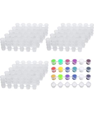 150 Strips 900 Pots Empty Paint Strips Paint Cup Pots Mini Strips Clear Plastic Storage Containers with Lids Art Painting Craft Supplies for Classrooms Schools Paintings Art Festivals (3 ml)