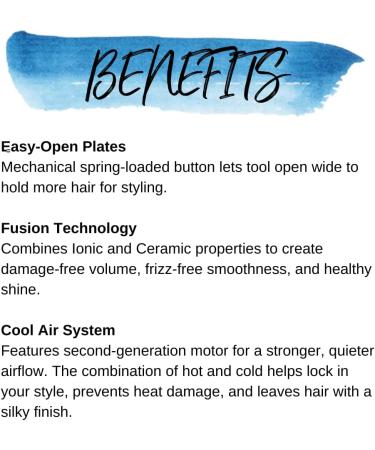 Calista AirGlide Cool Breeze Styler - Professional Heat Styling Tool with Cool Air Technology for Smoothing & Straightening All Hair Types - Blue Topaz 12.5 Pro - Buy Online on SooperMarket.com