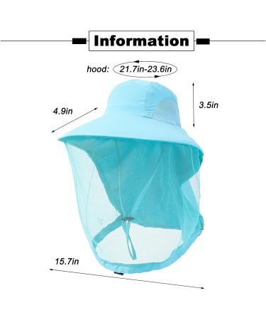 DRYIC Mosquito Head Net Mesh Hat - Extra Fine Holes Insect Netting Bug Face Shield Sun Protection Bug Bee Keeper Outdoor Fishing Hiking Camping Gardening Blue - Buy Online on SooperMarket.com