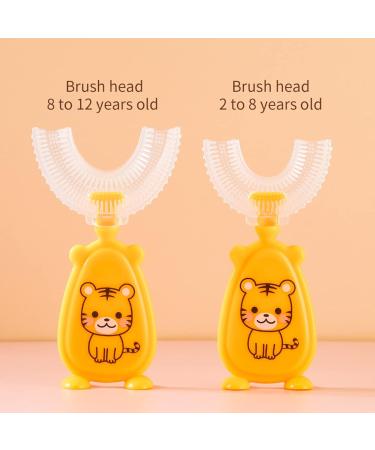 JENPECH Cartoon Kids U-Shaped Toothbrush - Food Grade Soft Silicone Brush Head 360 Oral Teeth Cleaning Design for Toddlers and Children 2-7Years/8-12Years Yellow 2-7Years - Buy Online on SooperMarket.com