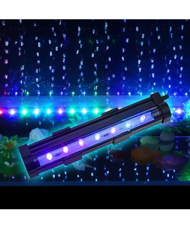 PULACO 1 Watt Aquarium Fish Tank Air Stone with Automatic Color Changing LED Light for Small Fish Tank Air Pump