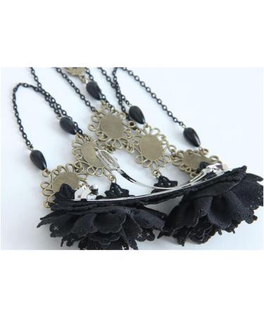 Prosy Halloween Tassel Black Flower Gothic Bead Headwear Top Masquerade Headdress Cosplay Hair Clip Hair Accessories for Women and Girls - Buy Online on SooperMarket.com
