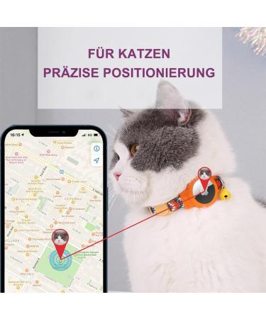 Mouyou Airtag Cat Neck Band | Adjustable Soft Nylon Collar with Bell & Safety Clasp | Orange Gradient Pattern | Fits 22-34cm - Buy Online on SooperMarket.com