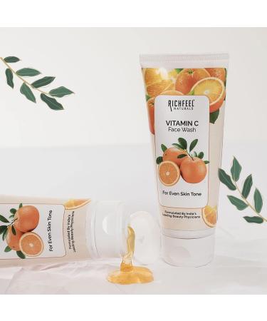 Richfeel Vitamin C Face Wash | All Skin Types | Glowing & Brightening | Refreshing | Paraben & Sulphates Free | Face Wash for Women & Men | 100 ml - Buy Online on SooperMarket.com