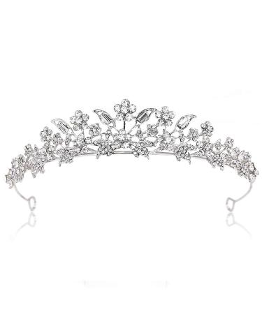 Wedding Prom Bridal Crown Rhinestone Crystal Tiara Headband Queen Pageant Princess Crown for Women  Silver