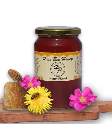 Natural Wildflowers Pure and Raw Honey from ECO/BIO Area Unheated Unpasteraised Unfiltered Wildflowers Mountain Honey harvested in our own Bee Farm (Large 1000 gram) 1 kg (Pack of 1) 1000.0