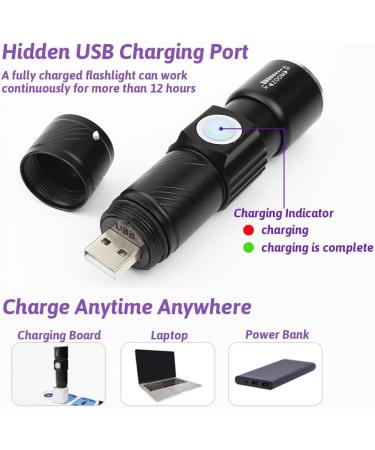 ADQOO UV Torch Rechargeable Blacklight Flashlight LED Mini Ultraviolet Torches USB Black Light Zoomable 395nm Detector for Dog Cat Pet Urine Stain Bed Bugs and More - Buy Online on SooperMarket.com
