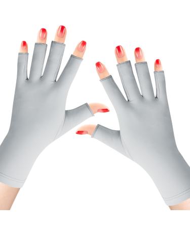 Subay UV Gloves for Gel Manicures UPF50+ Fingerless UV Light Gloves for Gel Nails UV Nails Gloves Manicure Gloves UV Protection Gloves Grey