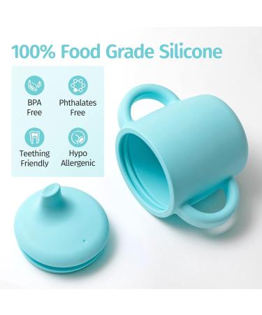Silikong 8 Oz Silicone No Spill Sippy Cups for Toddlers and Babies - 2 Pack (Green/Blue) | Dishwasher & Microwave Safe - Buy Online on SooperMarket.com