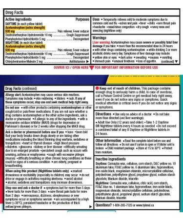 TYLENOL Extra Strength Cold eZ Tabs Relieves Cold symptoms Daytime and Nighttime Convenience Pack 40ct - Buy Online on SooperMarket.com