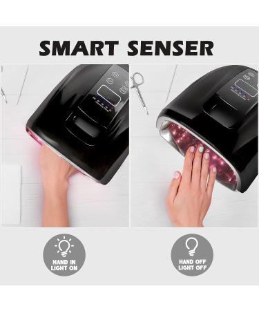 90W Professional Wireless UV LED Nail Lamp Gel Curing Dryer with 45 Beads and LCD Display - Black - Buy Online on SooperMarket.com