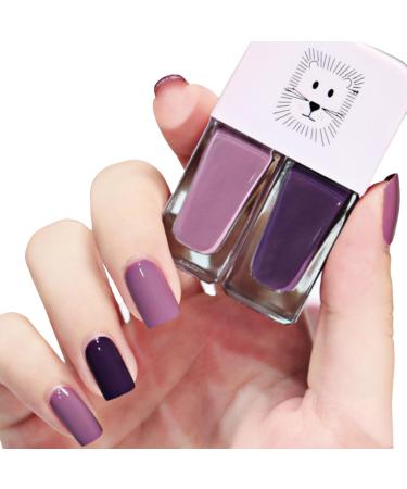 Purple Nail Polish 2 in 1 Quick Dry & Long Lasting Nail Varnish Water Based Breathable Natural Nail Polish No Need Baking Pearl Nail Polish Nail Paint for DIY Nail Art Violet